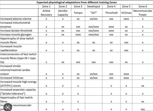 Screen Shot 2023-04-23 at 8.52.11 AM Coggan's training intensity chart for adaptations