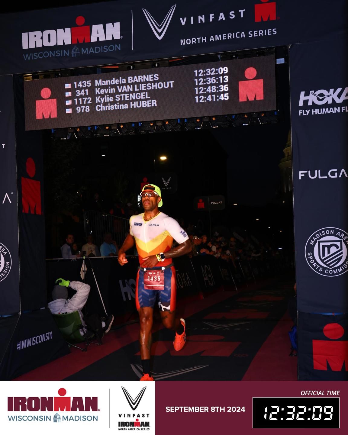 Mandela Barnes finished the 2024 Ironman Wisconsin